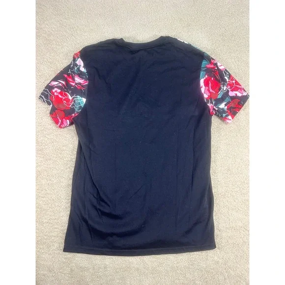 GUESS Mens Black Floral Print Short Sleeve T‎ Shirt LA Style Size Medium - Picture 6 of 7